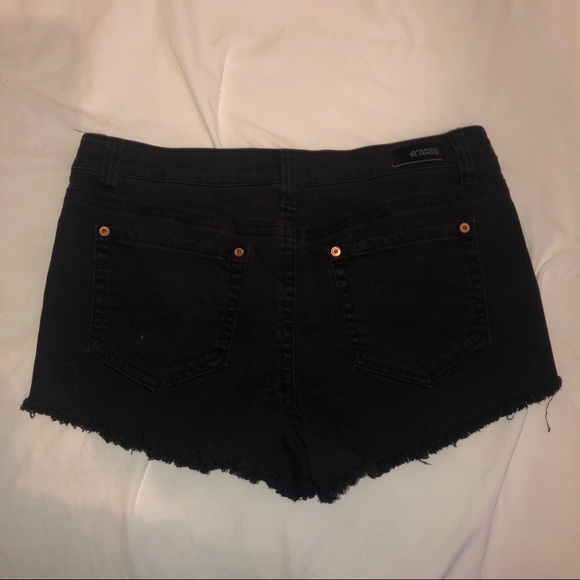 Black Distressed Denim Shorts - Picture 2 of 3